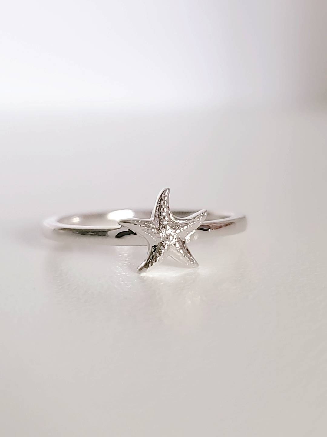 Sterling Silver Starfish Ring, Dainty Ocean Inspired Jewelry, Boho Chic Jewelry, 925 Silver, Size 3-13