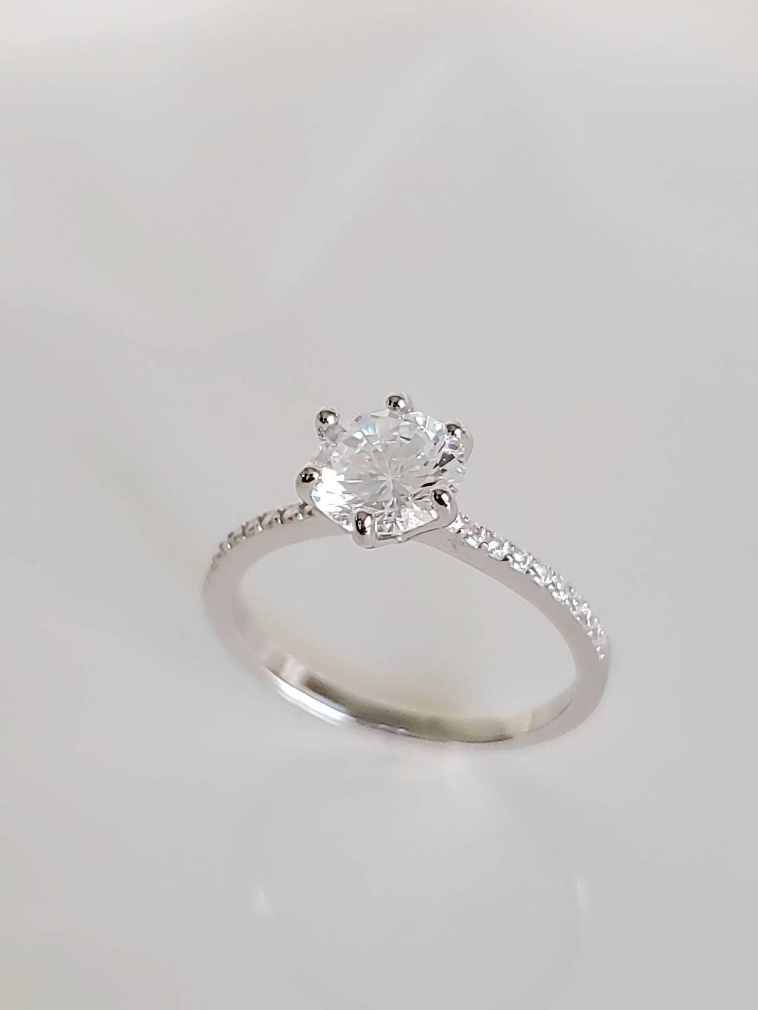 Solitaire Ring 1 Ct Carat Sterling Silver Bridal Ring