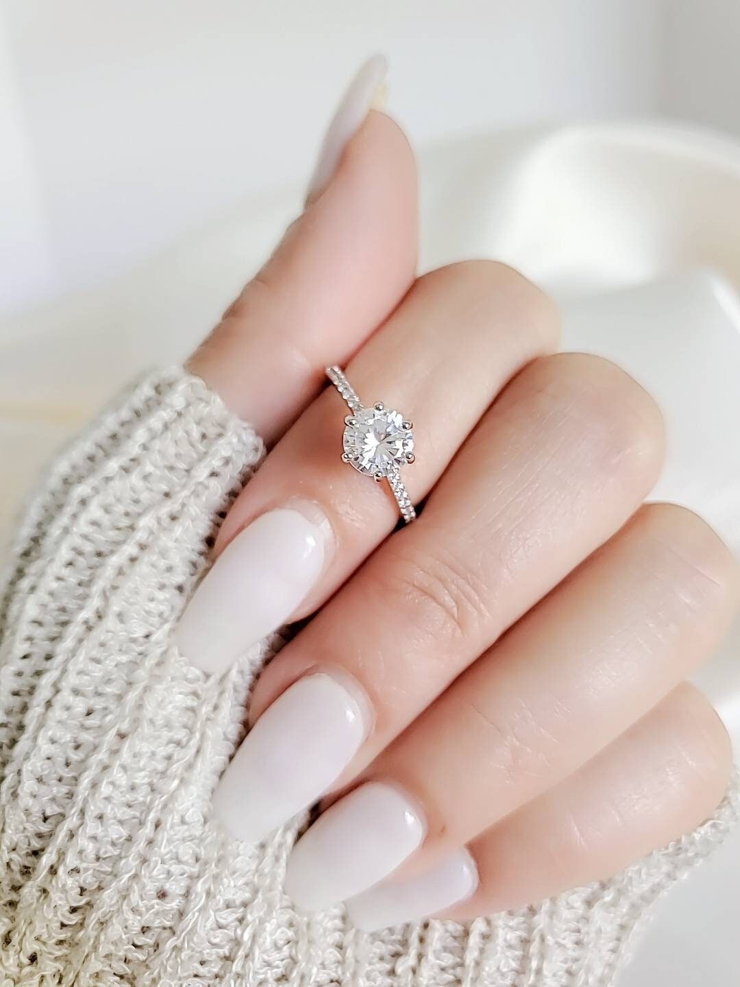 Solitaire Ct Carat Bridal Ring – Sterling Silver