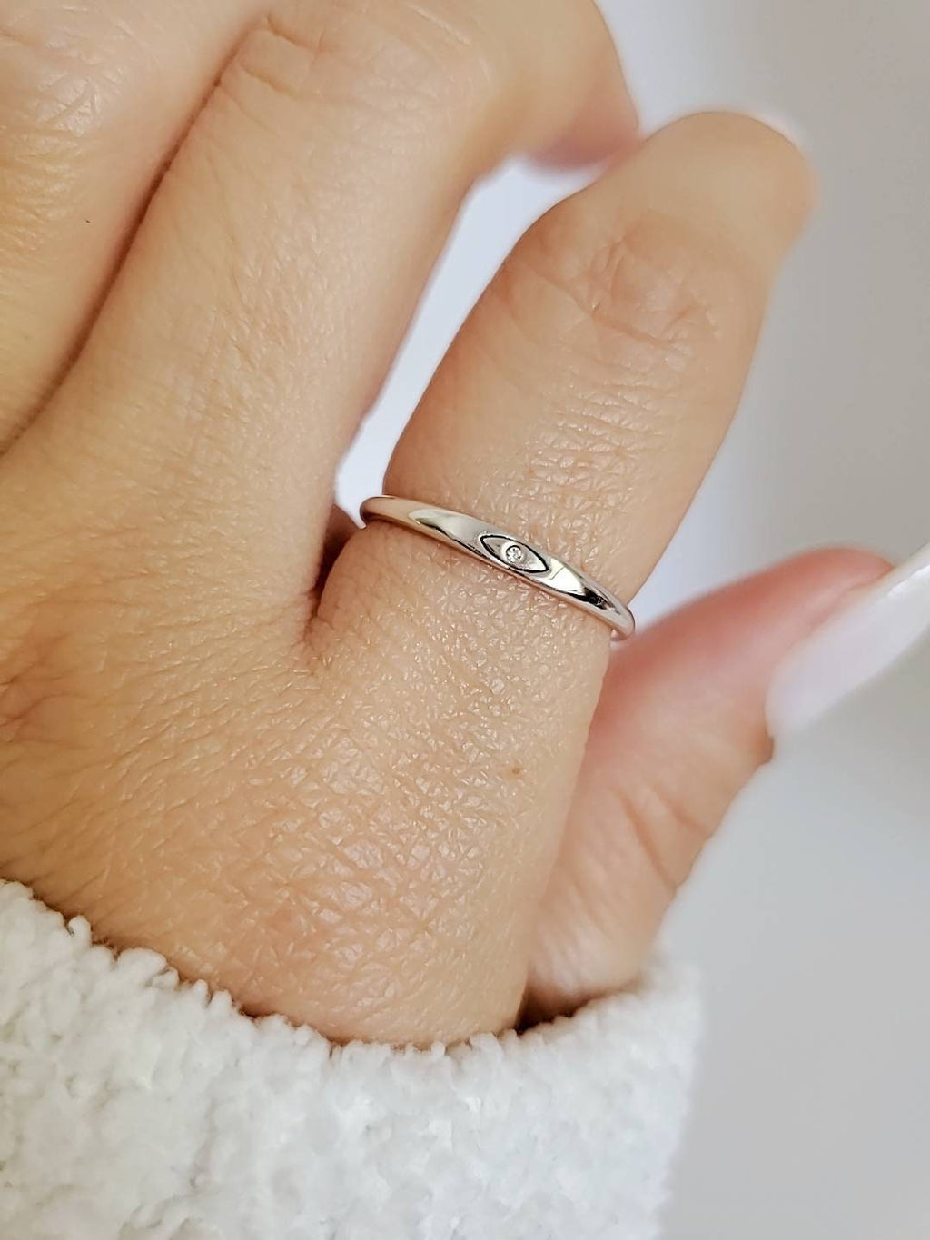 Dainty Eye Evil Ring – Sterling Silver
