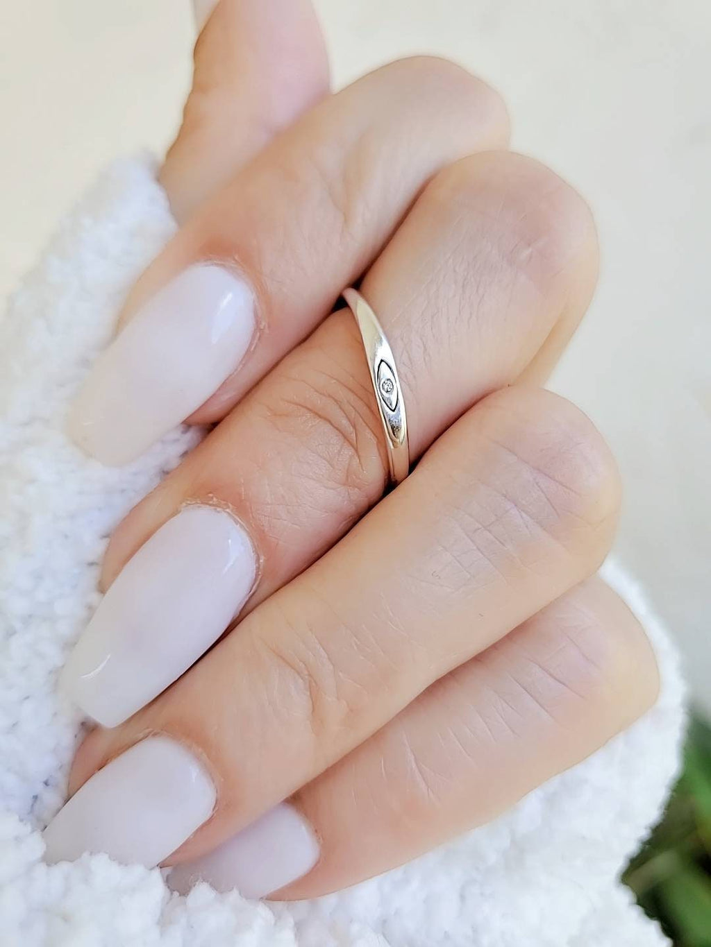Dainty Eye Evil Ring – Sterling Silver