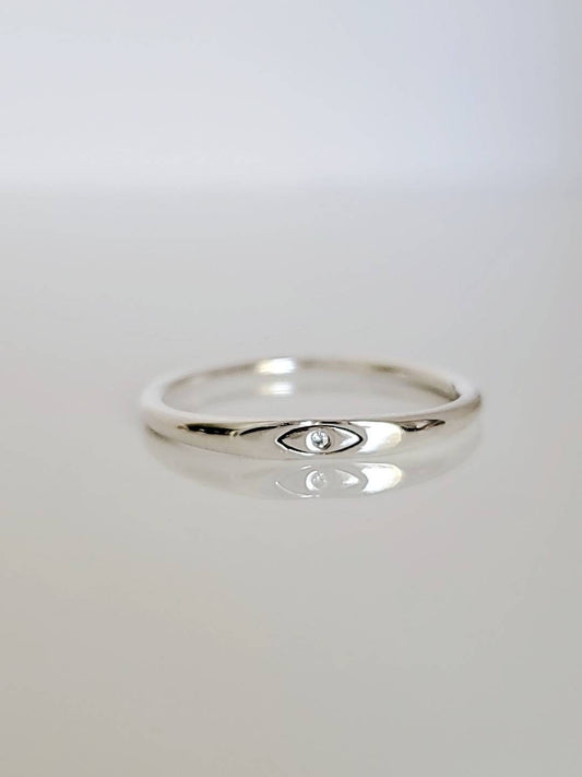 Sterling Silver Dainty Eye Ring Evil Eye Ring