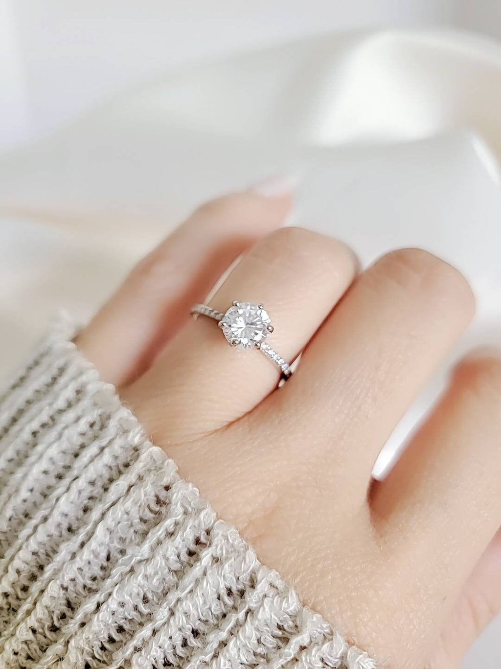 Solitaire Ct Carat Bridal Ring – Sterling Silver