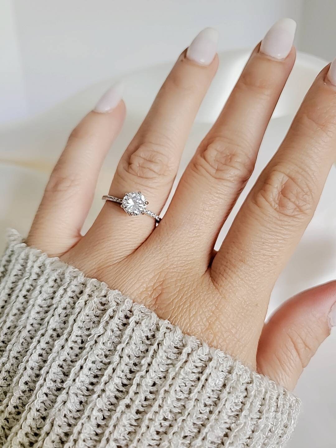 Solitaire Ct Carat Bridal Ring – Sterling Silver