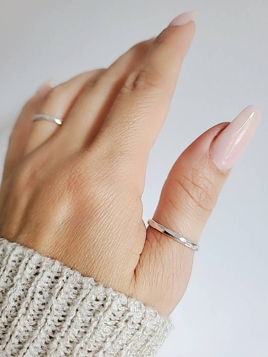 Sterling Silver Hammered Ring, 925 Stamped, Thumb Ring, Hammered Band, Hammered Ring for Women, Simple Band, Stack Ring