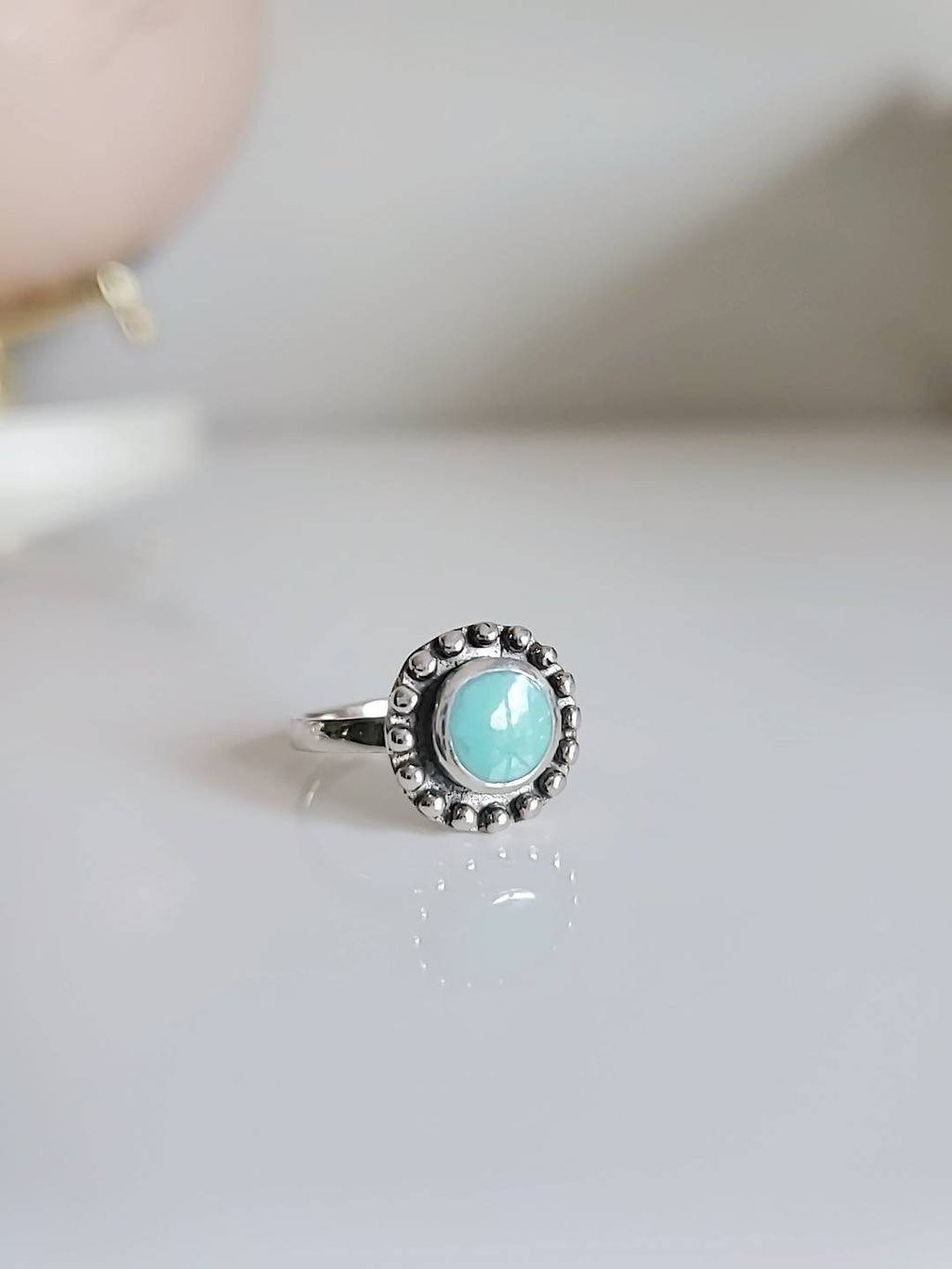 Boho Elegance – Turquoise Sterling Silver Flower Ring