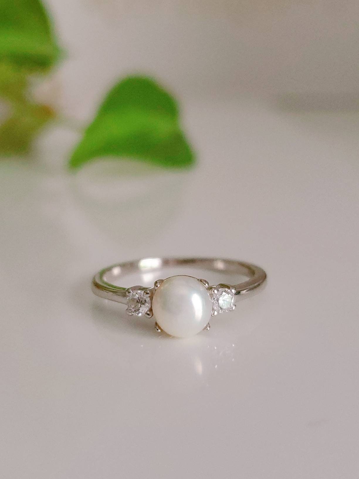 Sterling Silver Fresh Water Pearl Ring, Statement Ring, Pearl Ring, Promise Ring, Wedding Ring, 925 Stamped, Sizes 4-12