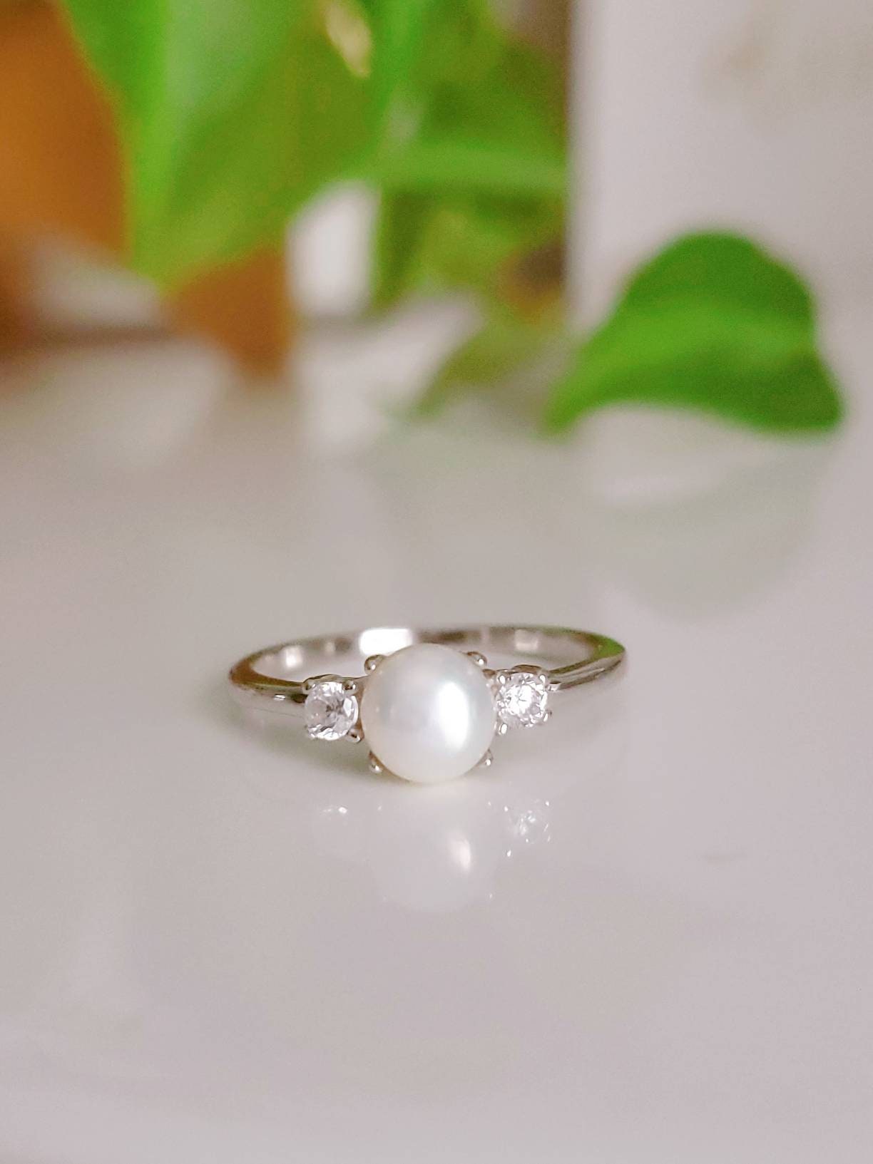 Sterling Silver Fresh Water Pearl Ring, Statement Ring, Pearl Ring, Promise Ring, Wedding Ring, 925 Stamped, Sizes 4-12