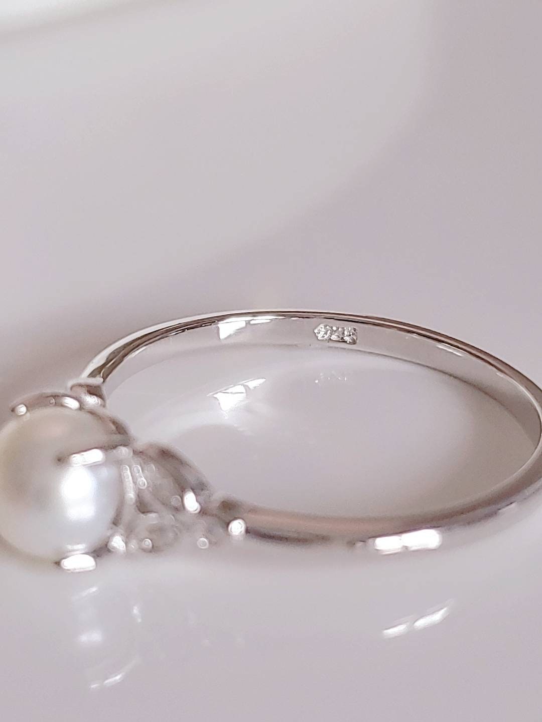 Marquise Pearl Wedding Ring – 925 Sterling Silver