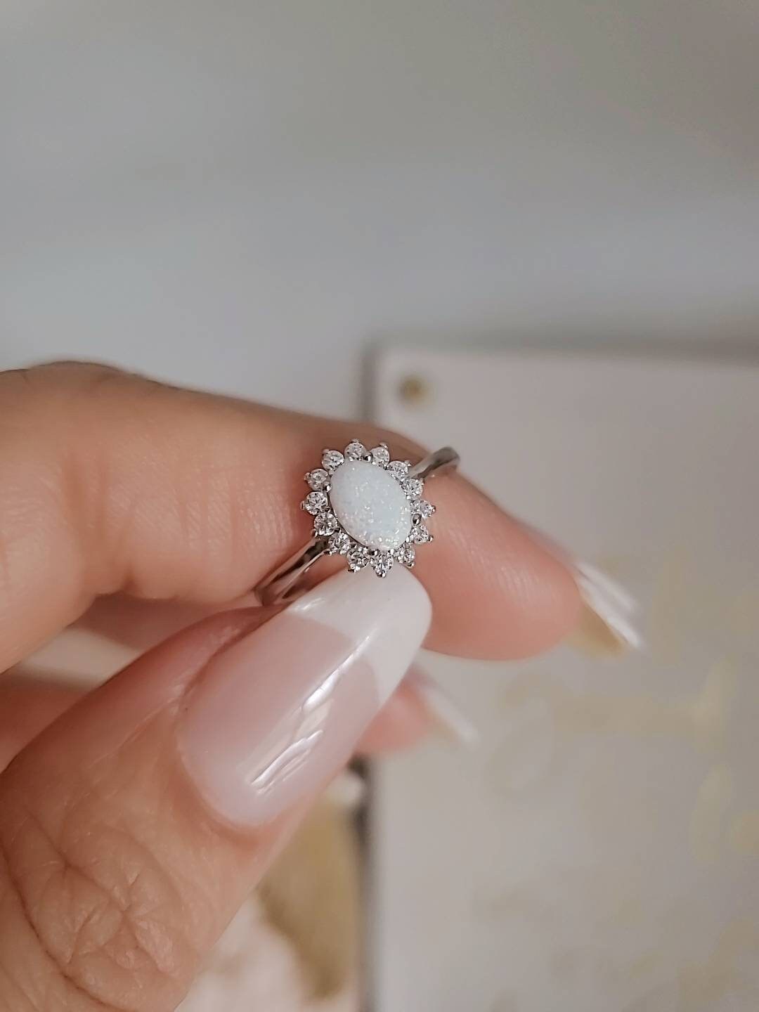 White Opal Women's Ring – Sterling Silver