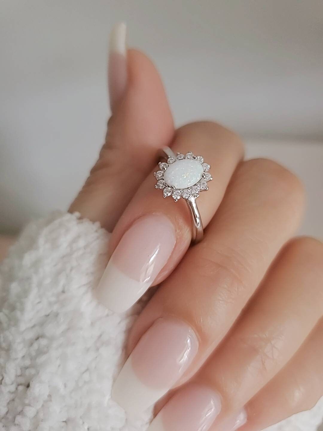 White Opal Women's Ring – Sterling Silver
