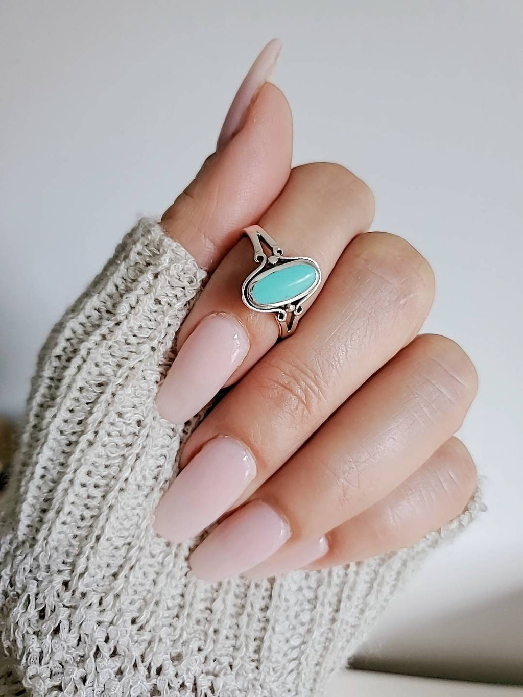Turquoise Sterling Silver Women Dainty Turquoise Ring