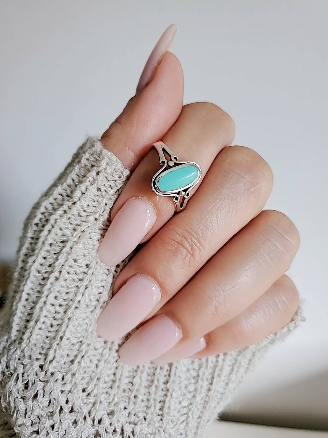 Turquoise Ring, Sterling Silver Women Ring, Dainty Turquoise Ring, Delicate Ring, Bohemian Minimalist Ring, Genuine Turquoise, 925 Ring