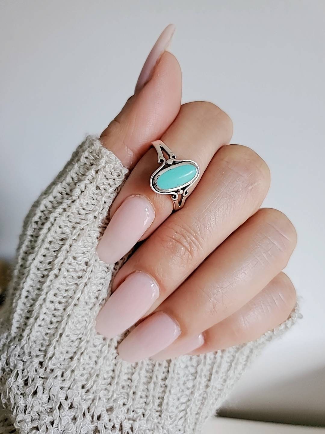 Turquoise Sterling Silver Women Dainty Turquoise Ring