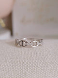 Chain Ring with Simulated Diamonds – Sterling Silver