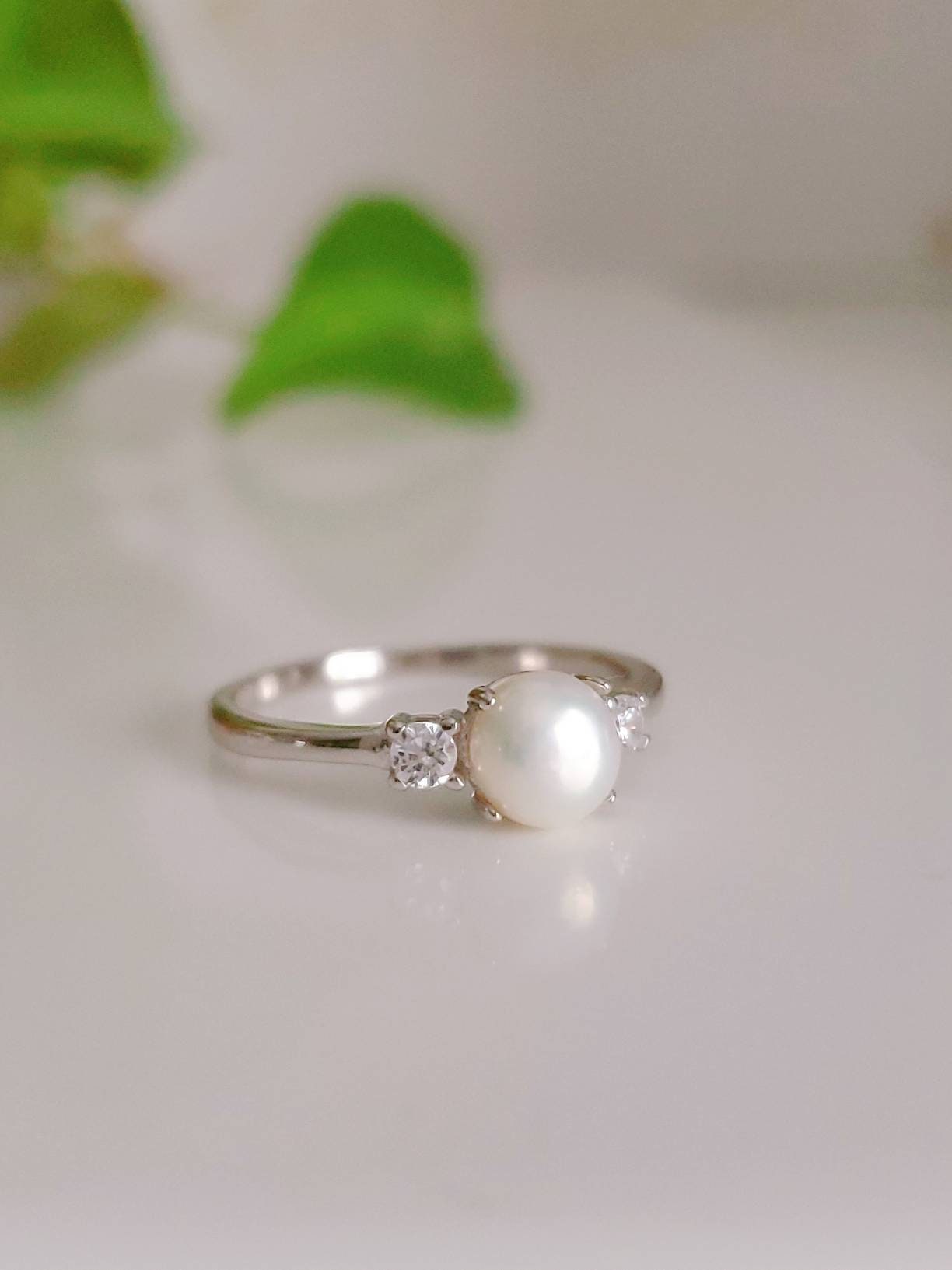 Sterling Silver Fresh Water Pearl Ring, Statement Ring, Pearl Ring, Promise Ring, Wedding Ring, 925 Stamped, Sizes 4-12