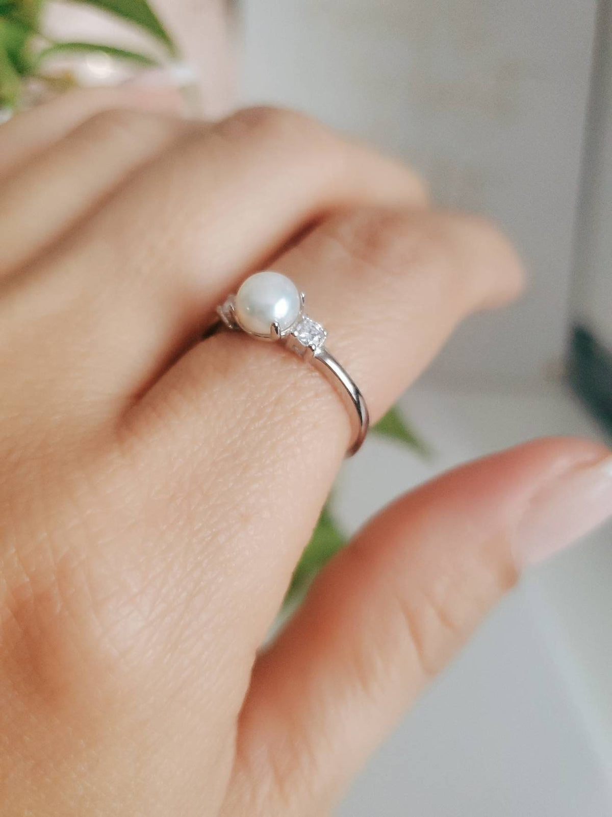 Fresh Water Pearl Wedding Ring – 925 Sterling Silver