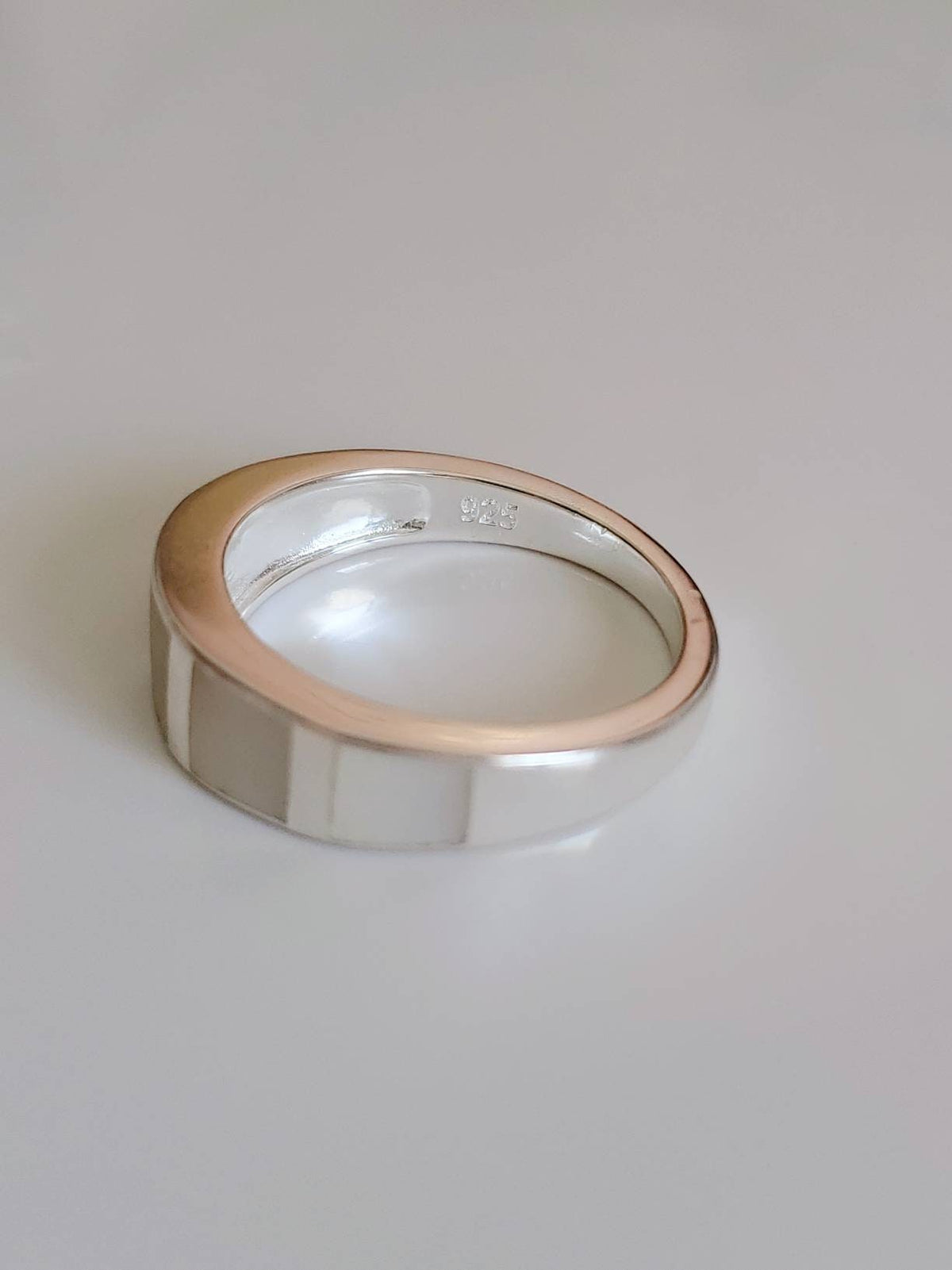Mother of Pearl Women's Wedding Ring – 925 Sterling Silver