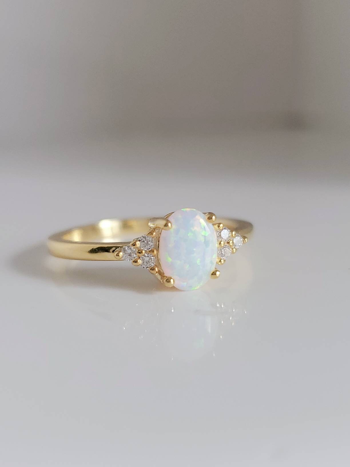 Gold Over Sterling Silver Rainbow Opal Ring