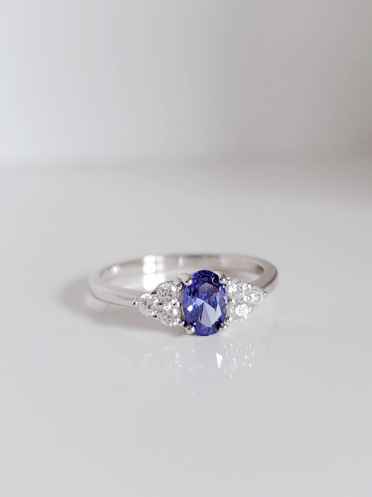 Sterling Silver Precious Tanzanite Ring, Oval Cut Ring, Promise Ring, Anniversary, Engagement Ring, Non tarnish Silver, 925 stamped