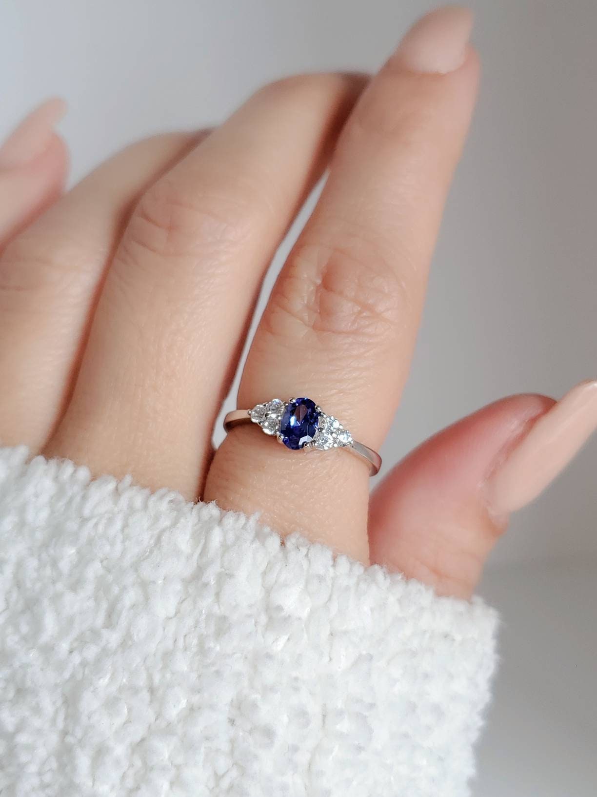 Sterling Silver Precious Tanzanite Ring, Oval Cut Ring, Promise Ring, Anniversary, Engagement Ring, Non tarnish Silver, 925 stamped