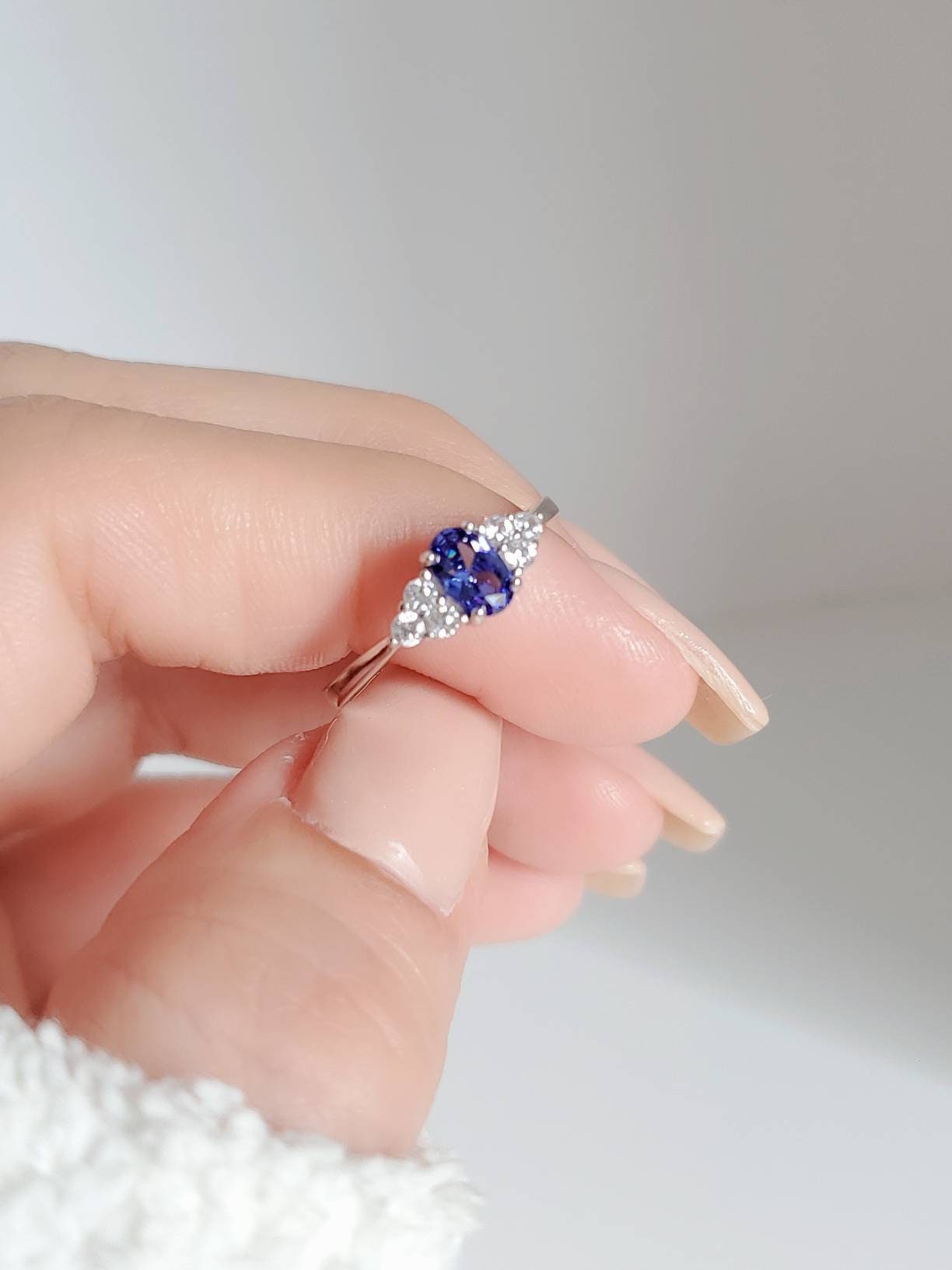 Sterling Silver Precious Tanzanite Ring, Oval Cut Ring, Promise Ring, Anniversary, Engagement Ring, Non tarnish Silver, 925 stamped