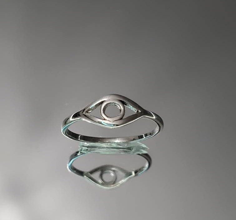 Eye Protection Ring Sterling Silver Thin Ring