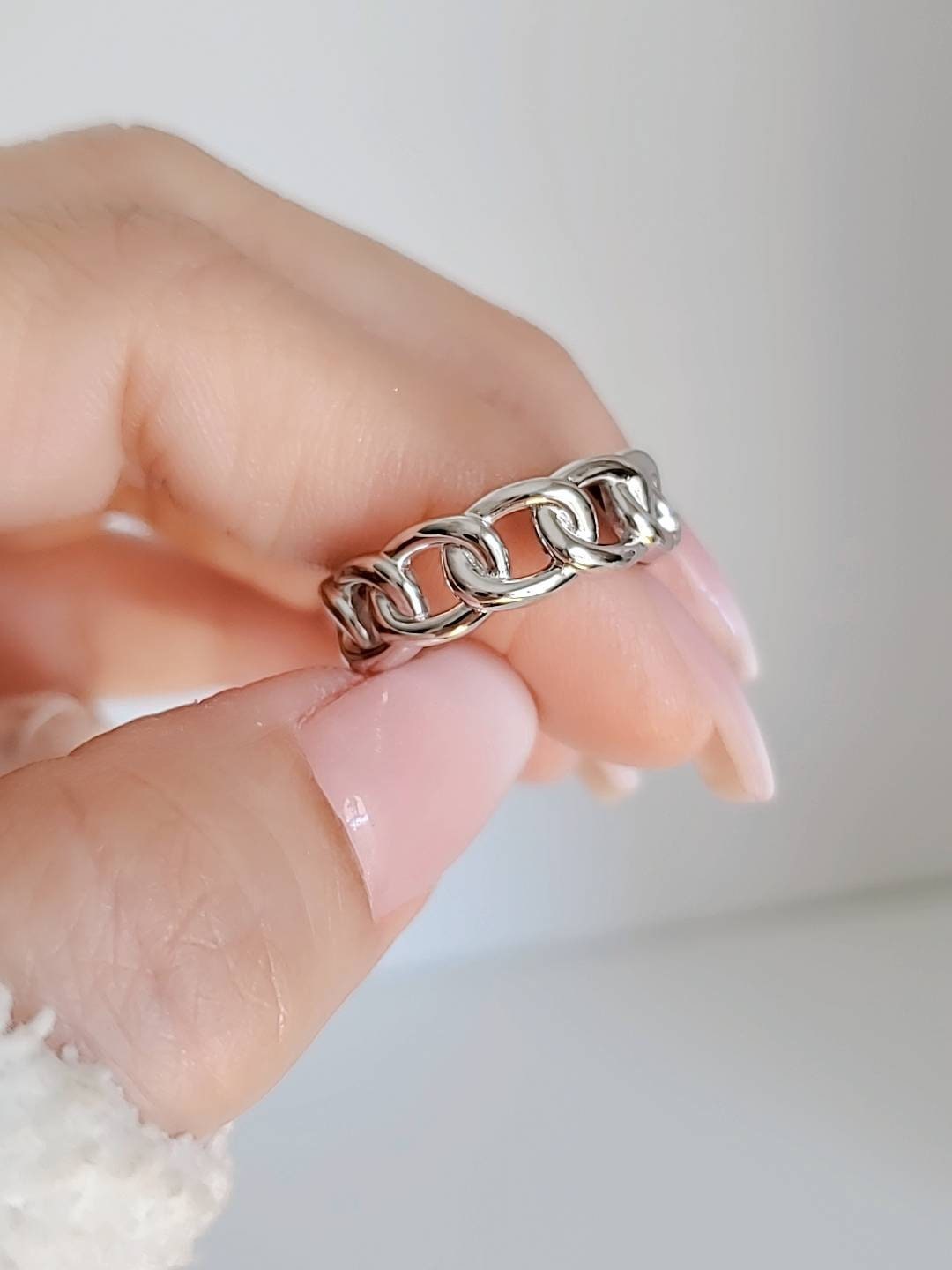 Large Chain Ring Sterling Silver