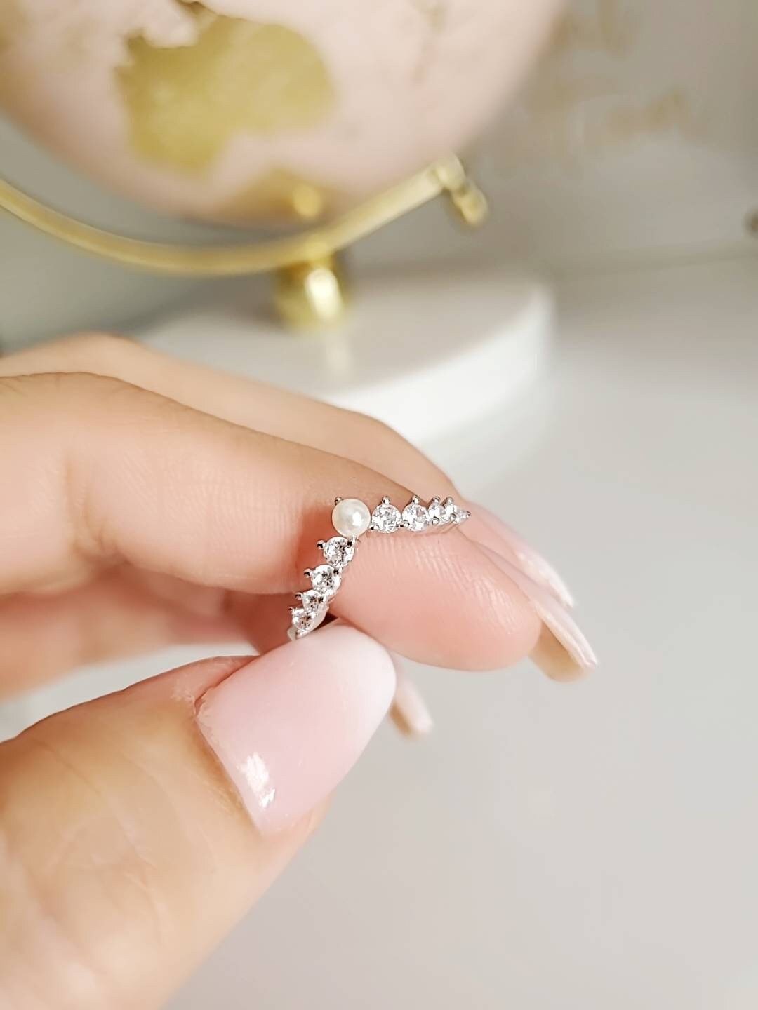 Natural Fresh Water Pearl Statement Ring – 925 Sterling Silver