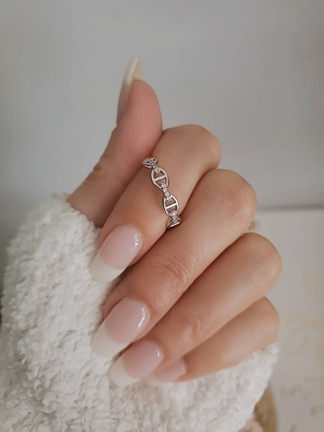 Chain Ring, Sterling Silver Women Ring,