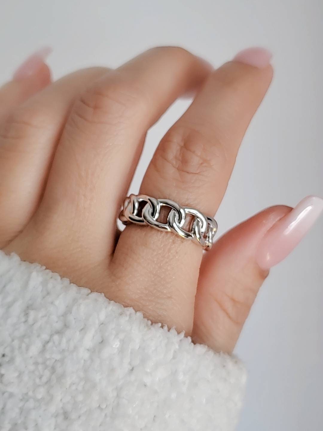 Large Chain Ring Sterling Silver