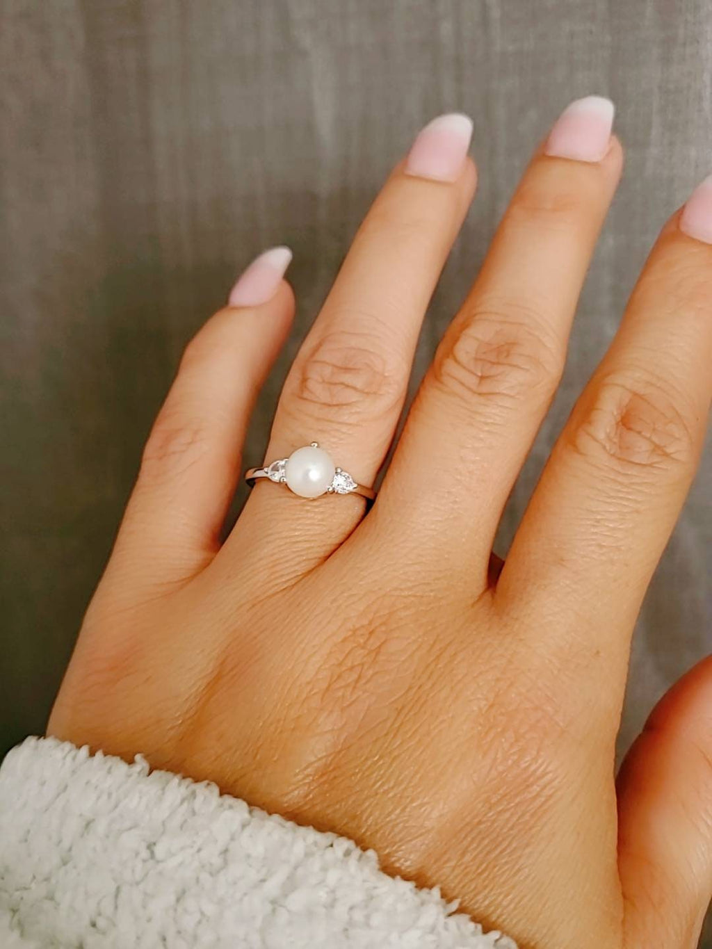 Large Fresh Water Pearl Women's Wedding Ring – 925 Sterling Silver
