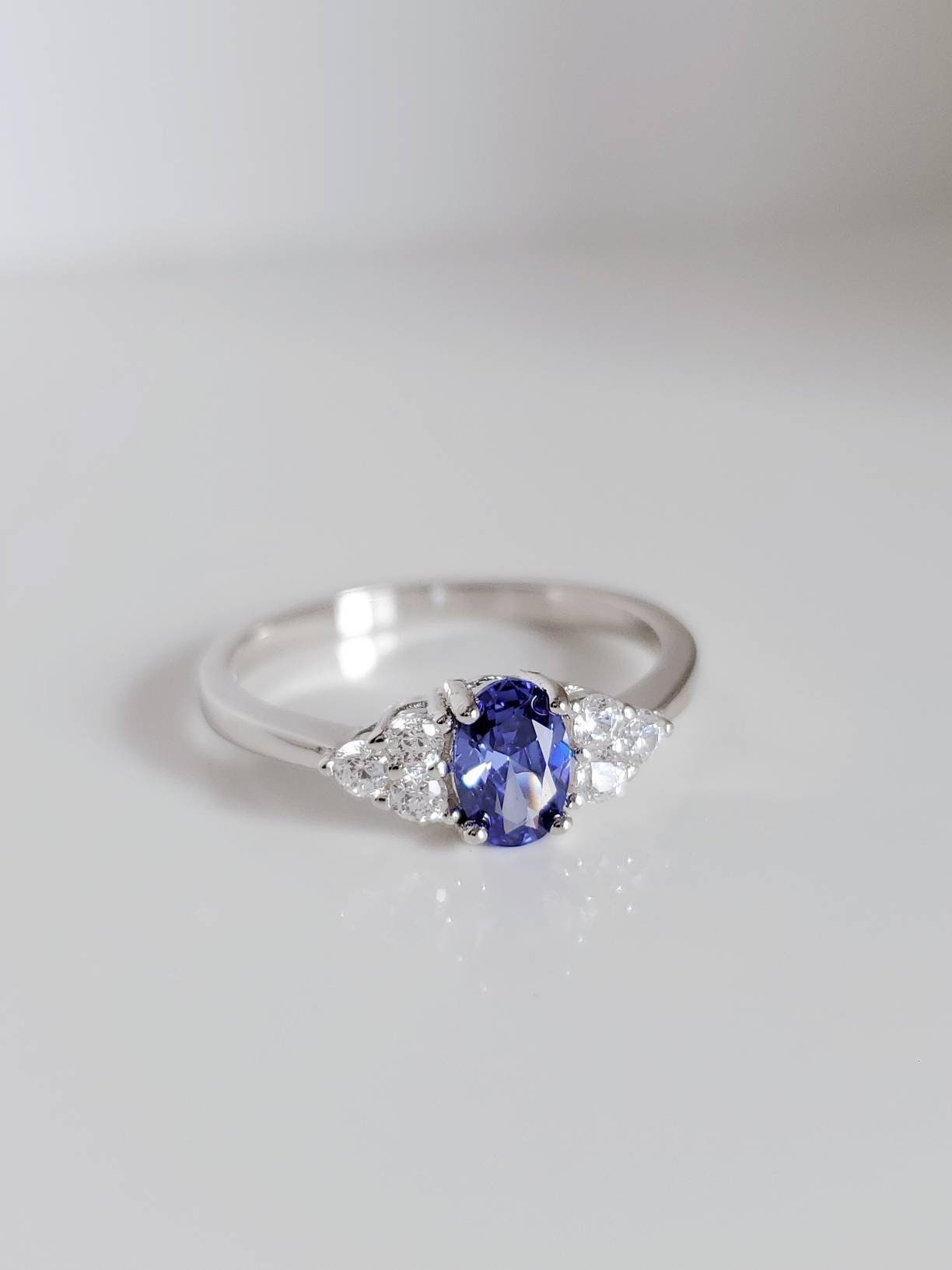 Sterling Silver Precious Tanzanite Ring, Oval Cut Ring, Promise Ring, Anniversary, Engagement Ring, Non tarnish Silver, 925 stamped