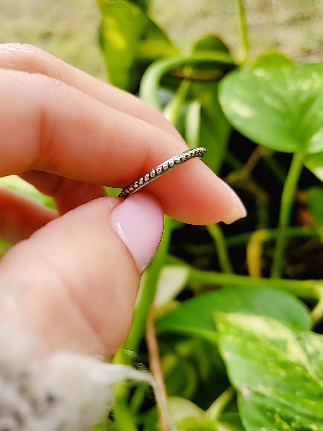 Dainty Sterling Silver Bali Bead Ring