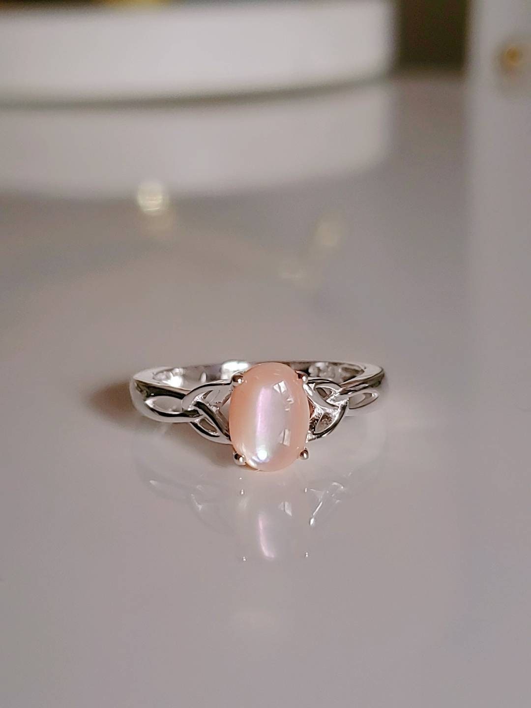 Pink Mother of Pearl Ring