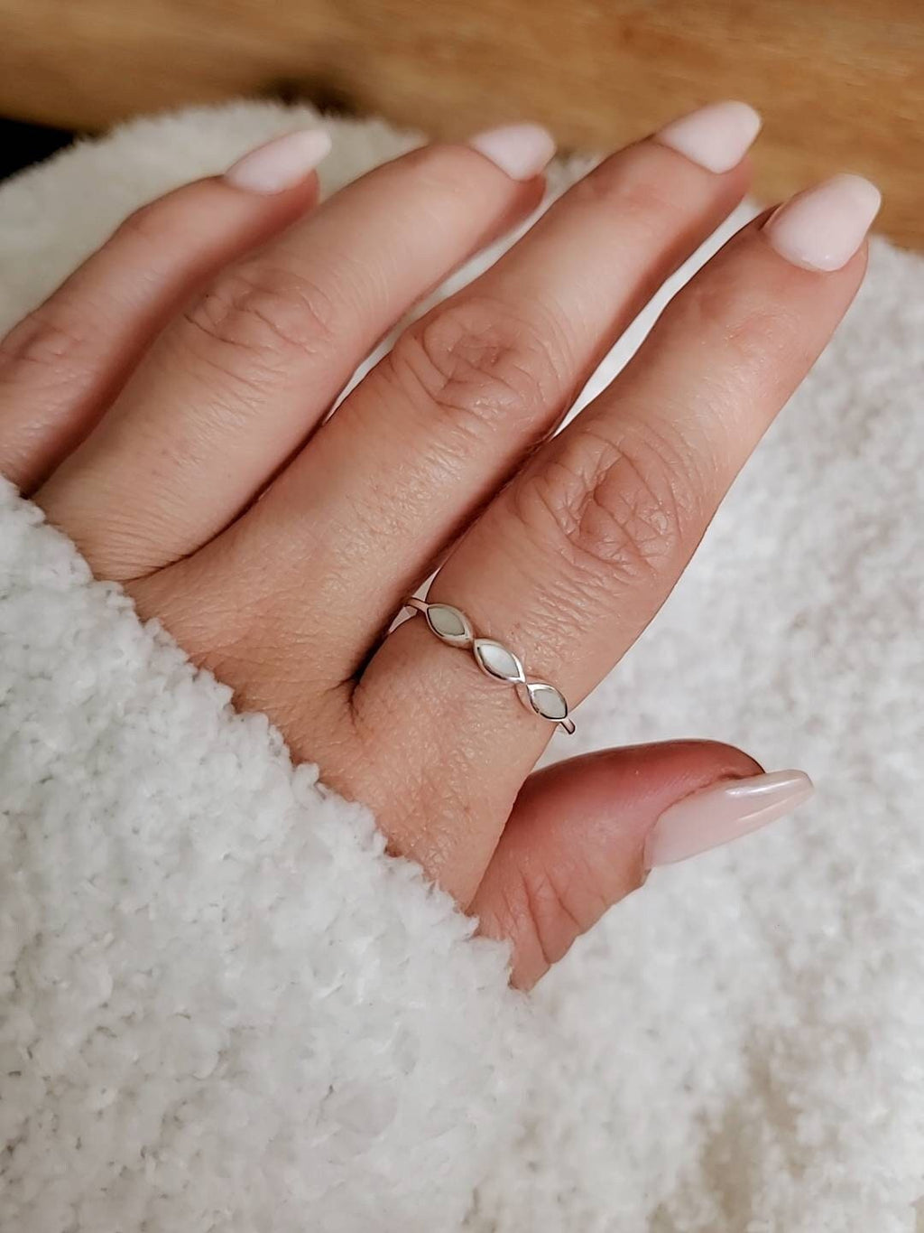 Marquise Genuine Mother of Pearl Ring