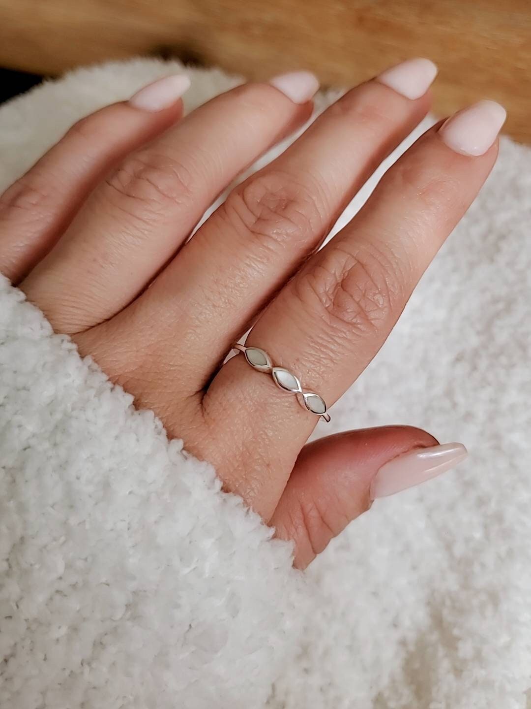 Marquise Genuine Mother of Pearl Ring