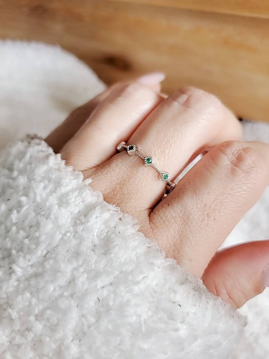 Sterling Silver Eternity Emerald Ring