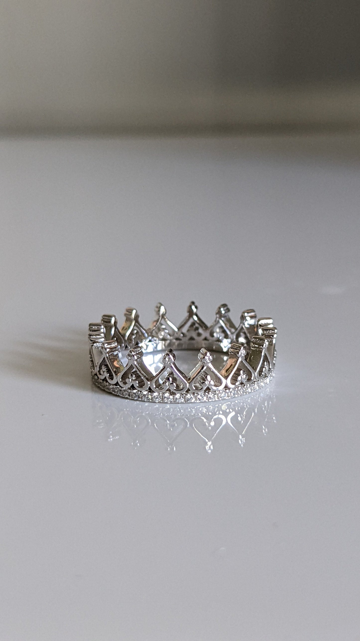 Crown Heart Sterling Silver Women Ring