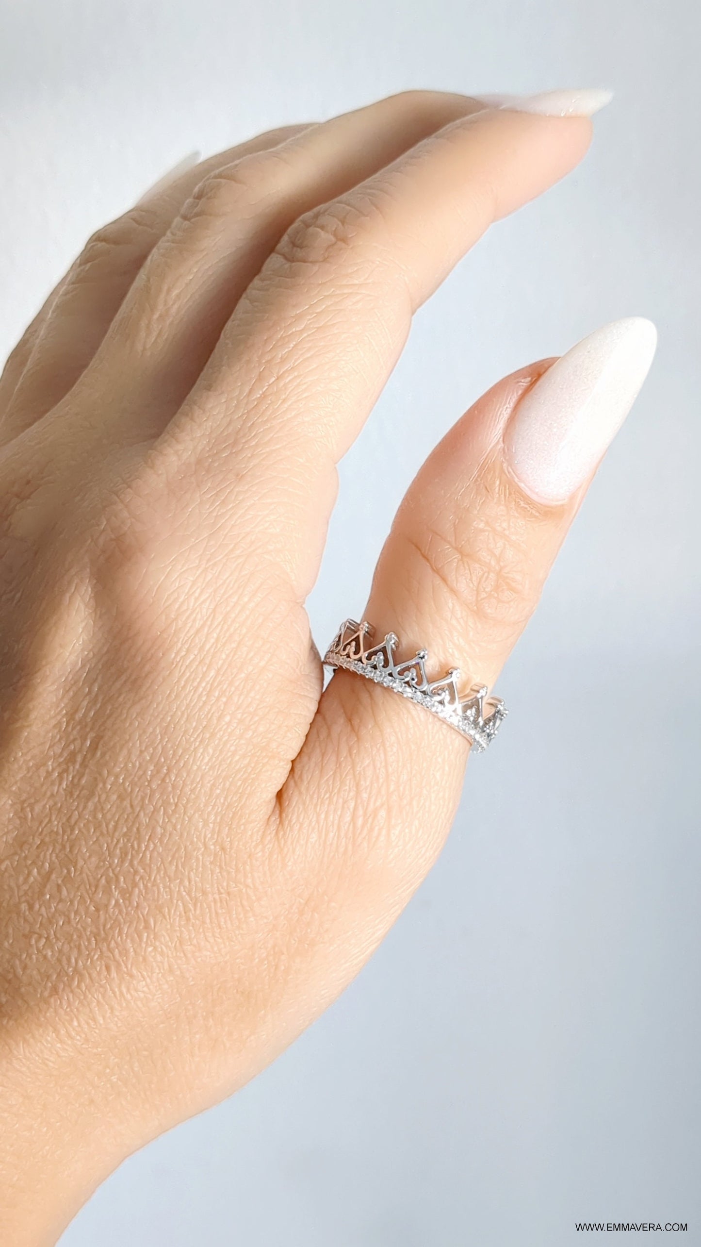 Crown Heart Sterling Silver Women Ring