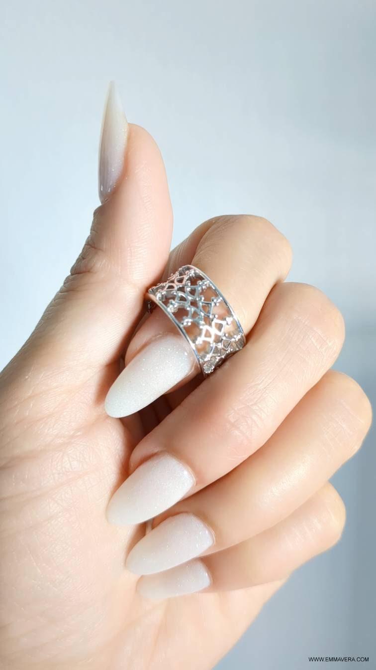 Wide Women's Statement Ring – 925 Sterling Silver