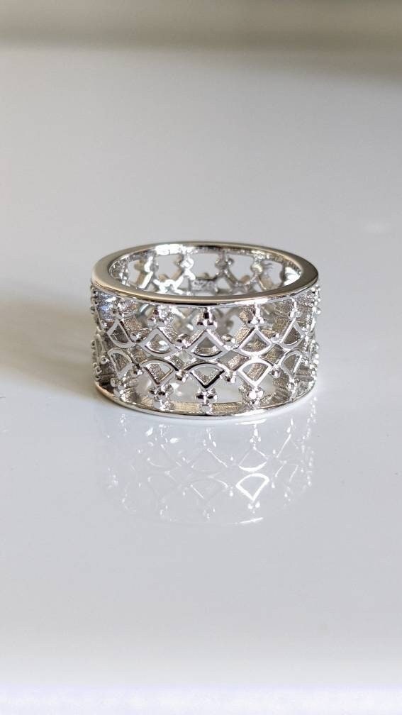 Wide Women's Statement Ring – 925 Sterling Silver