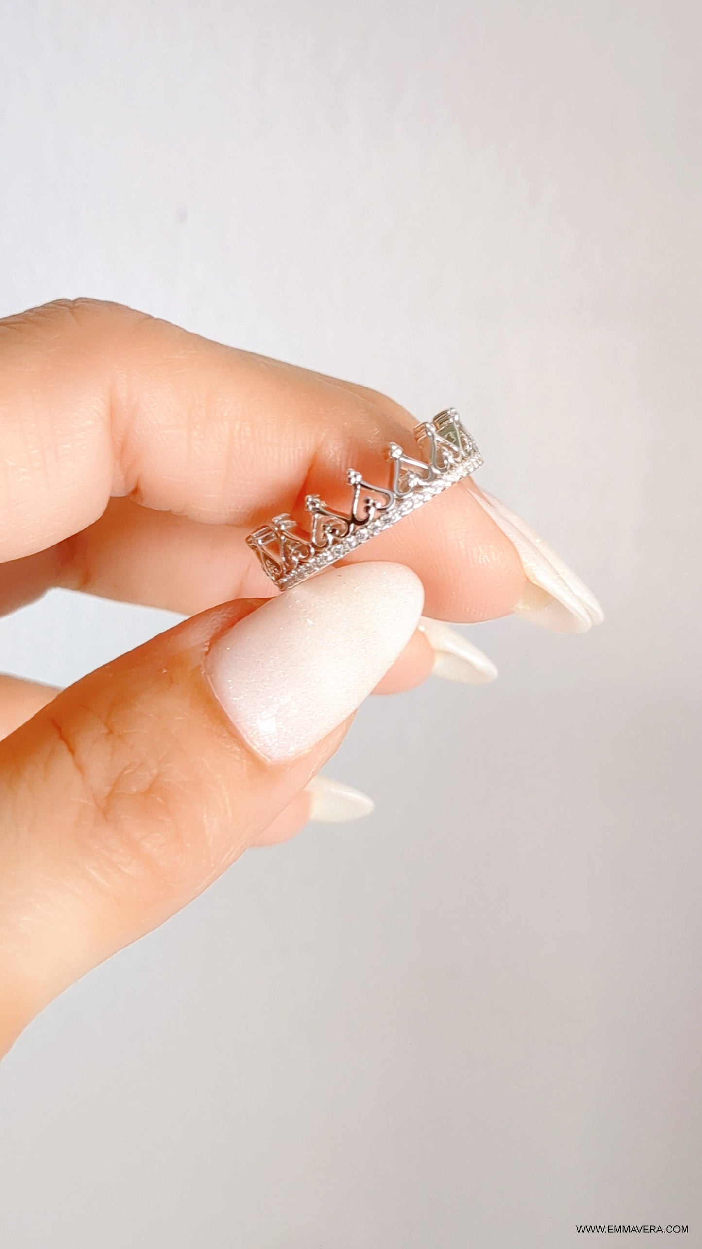 Crown Heart Sterling Silver Women Ring