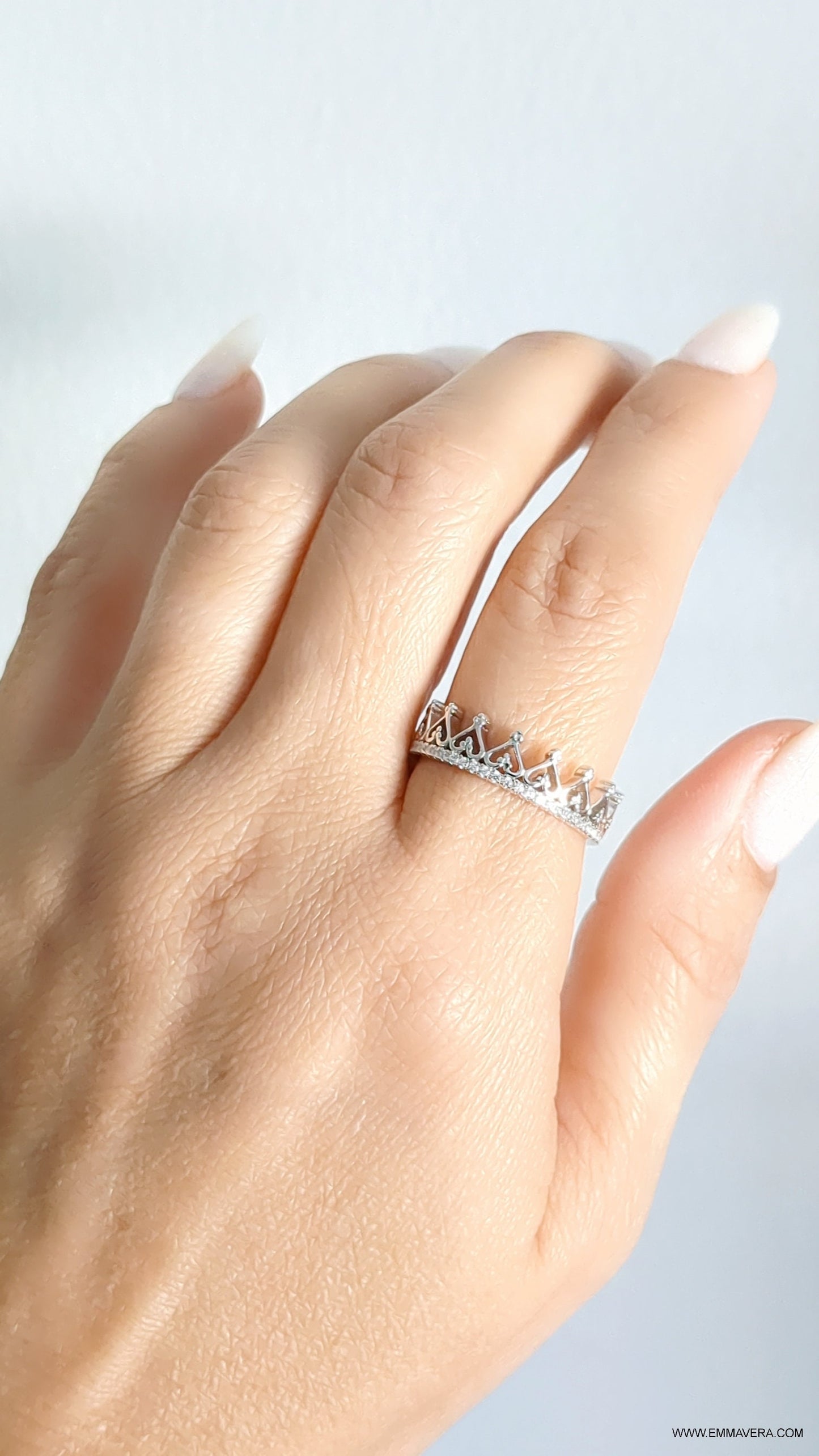 Crown Heart Sterling Silver Women Ring