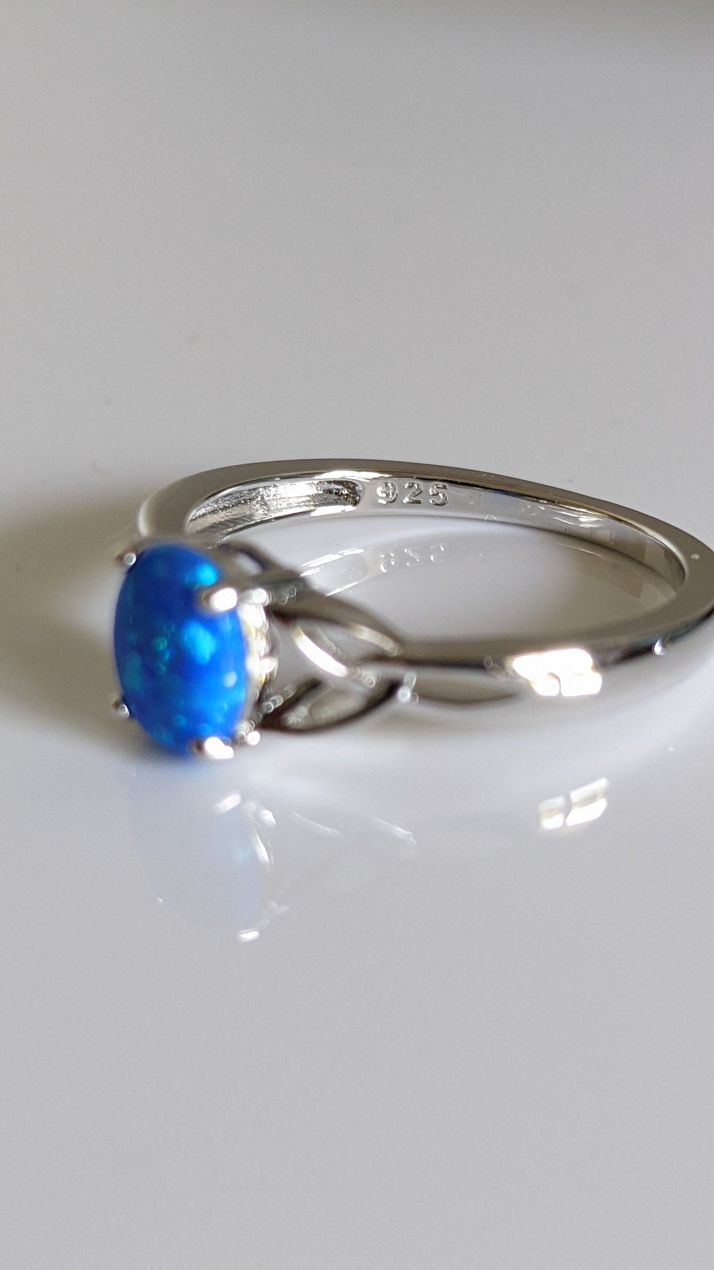 Blue Opal Celtic Ring