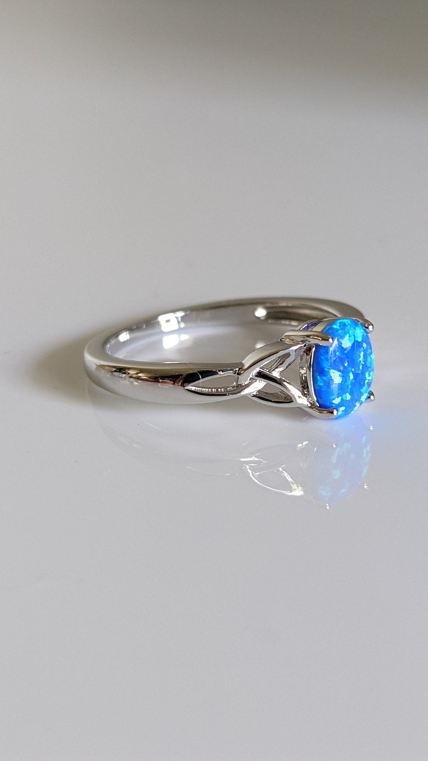 Blue Opal Celtic Ring