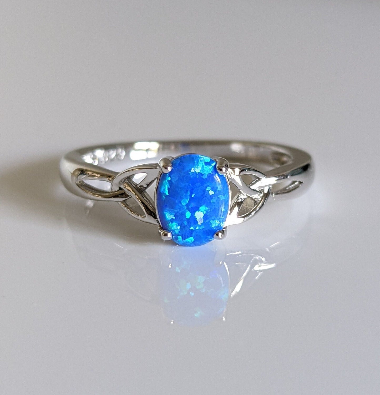 Blue Opal Celtic Ring