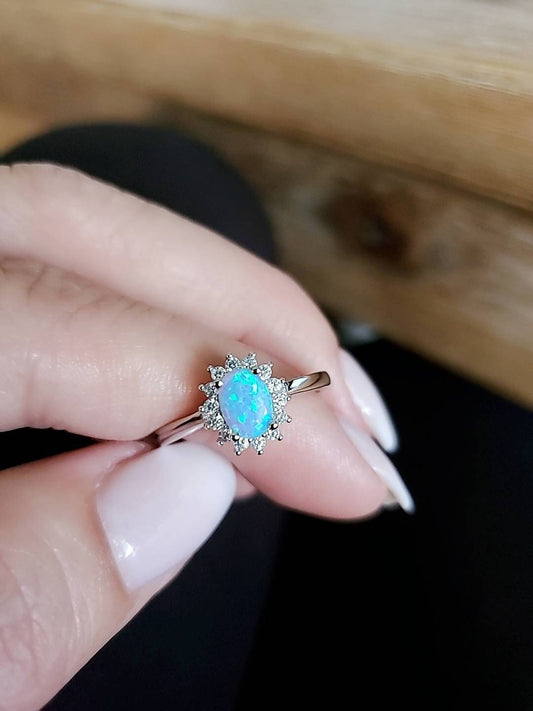 Blue Opal Dainty Ring