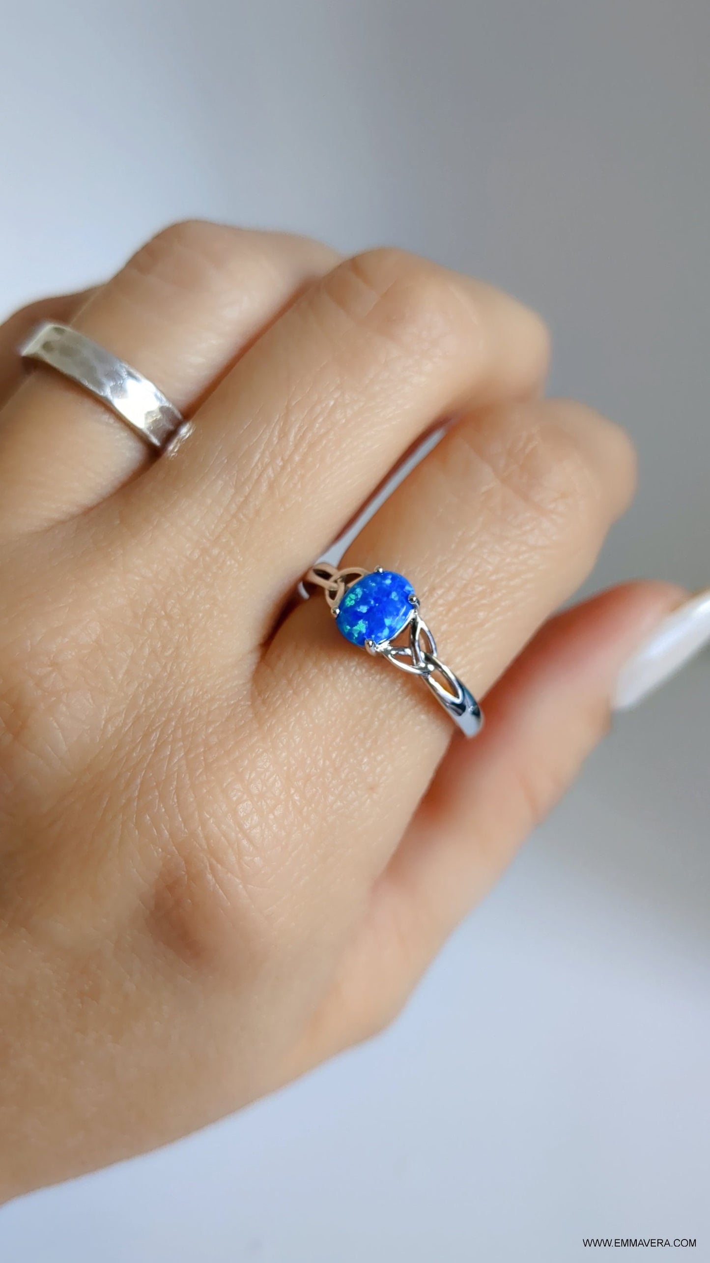 Blue Opal Celtic Ring