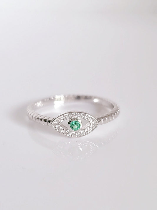 Sterling Silver Emerald Eye Ring